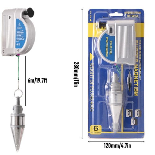 Retractable Plumb Bob, With 19.7 Ft Auto Recoil Cord & Quick-Stabilizing Bob for Construction Industry Assignments, Automatically Stretch Line Magnetic Plumb Bobs Tool (1pc)