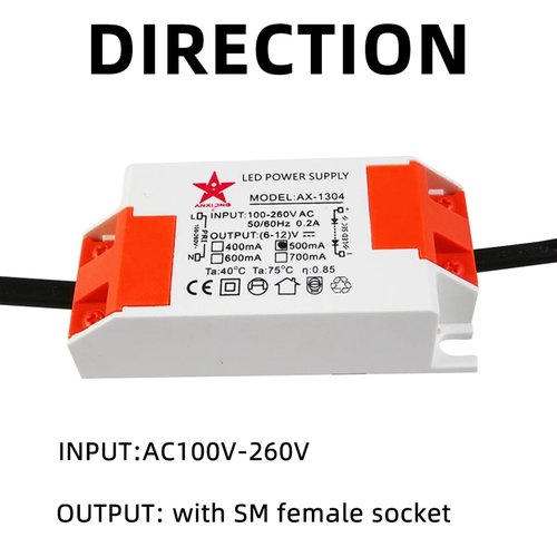 AC110V AC220V LED Power Supply 250mA 350mA 500mA 720mA 1050mA Constant Current LED Driver of COB Bead with SM Female Socket(AX1512-350MA)