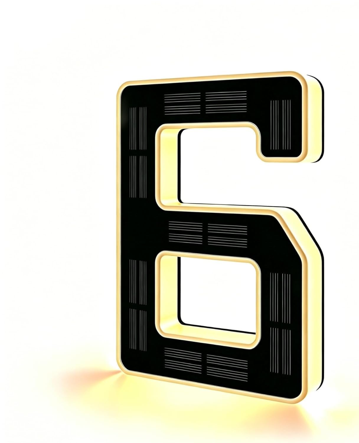 Solar Lighted House Numbers for Outside - 6.7-Inch Solar LED House Numbers & Letters, IP44 Weatherproof Wall Mount for Home Garage Fence with Easy Installation (6-Black)