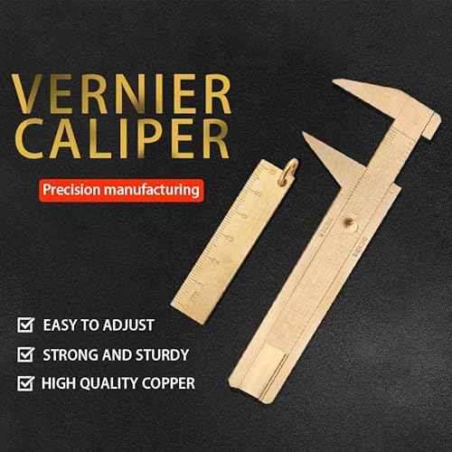 Mini Brass 80mm Double Scale Caliper Portable Sliding Measurement Tool for Measuring Gemstones and Jewelry Components Bead (1PC Caliper and 1pc 60mm Brass Ruler)