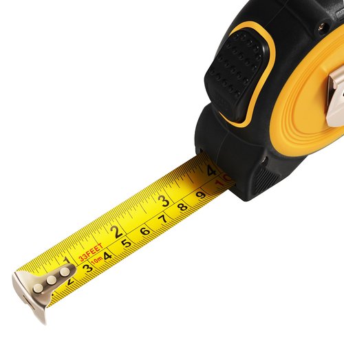 33ft Tape Measure, Self-Locking Telescopic Measure Tape, Easy to Read, Heavy Duty Measuring Too