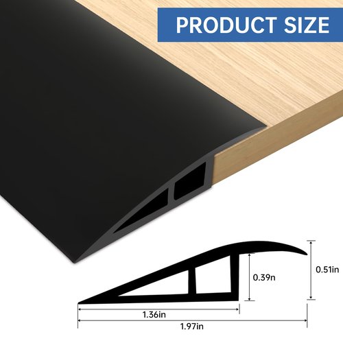 Vinyl Door Threshold Flooring Transition Strip Self Adhesive Carpet Edging Strip for Laminate Doorway Edge Threshold from 1/5" to 2/5" (Black, 3.3 Ft)