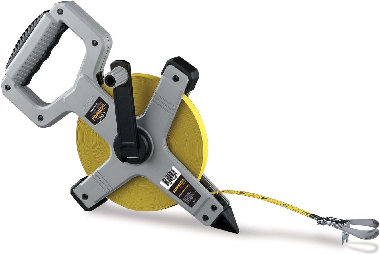 Komelon N6300 300-Feet Open Reel Metal Frame Long Steel Tape Measure