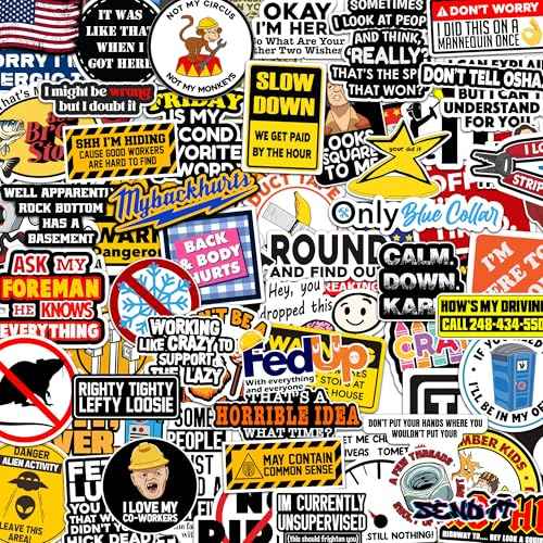 166/224 pcs Funny Hard Hat Stickers for Men, Adults - Waterproof Vinyl for Welding Helmet, Tool Box, Tools - Blue Collar Gifts for Men, Mechanic, Co-Workers Union