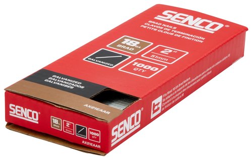 SENCO AX21EAAR 2" 18 Gauge Brad Nails, Galvanized Finish 1,000 Count Pack