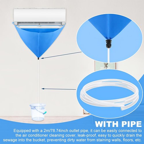 AQEENURA Mini Split Cleaning Kit Bag Waterproof AC Cleaning Cover for Wall Mounted Air Conditioner with 78.7 Inch Water Pipe Service Bag for Home Office