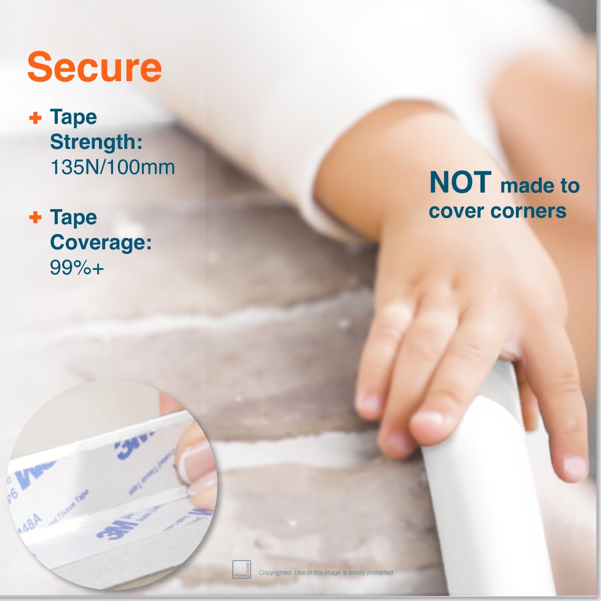 Roving Cove HeftyFit Edge Protector for Baby Proofing (9ft Large Edge Only), Heavy-Duty Soft Furniture Edge Bumper Guards, Desk Edge Cushion, Wall Corner Covers, 3M Adhesive, Oyster White (Off White)