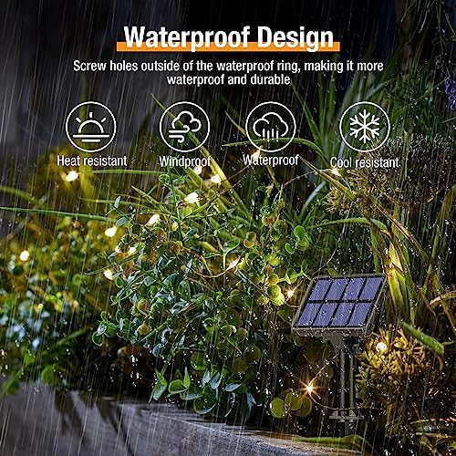 BTFarm 4 Pack Outdoor Solar String Lights 132FT Warm White 320LED Fairy Lights
