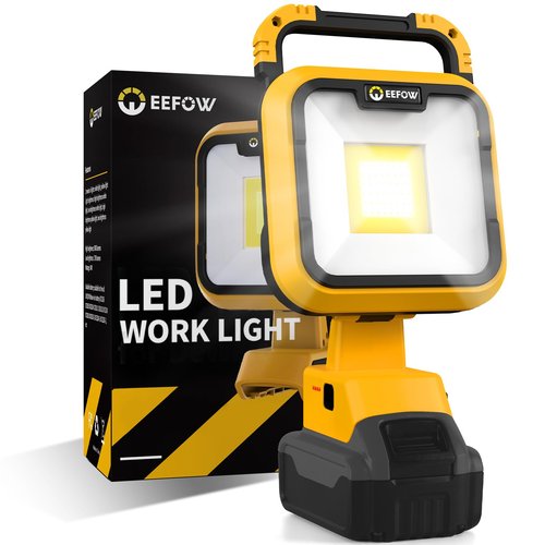 EEFOW Work Light for Dewalt Battery: Portable 2 COB Lamp 6400Lumen Bright - 64W LED Lighting for Dewalt 18V 20V Max Battery Operated Worklight for Outdoor Construction