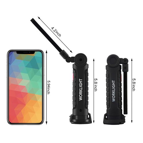 Tool Gifts for Men Dad Him, Rechargeable Work Lights, LED Work Light with Magnetic Base & Hanging Hook, 360°Rotate Rechargeable Flashlights for Mechanics Car Repair Home, Camping (2 Pack)