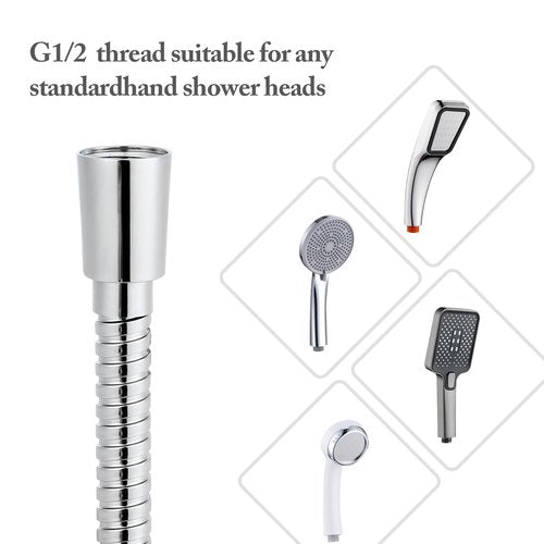 Shower Hose, 59inches Stainless Steel Extension Handheld Shower Head Wand Hose Replacement With Flexible And Brass Insert （Chrome）