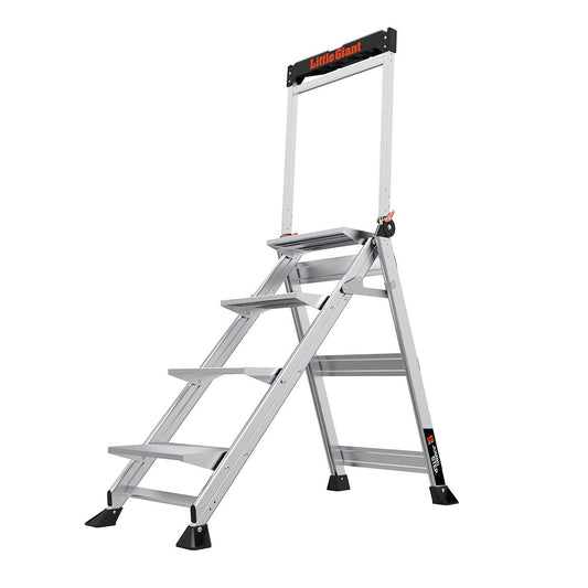 Little Giant Ladders, Jumbo Step, 4-Step, 3 foot, Step Stool, Aluminum, Type 1AA, 375 lbs weight rating, (11904), Gray