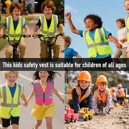JKSafety Kids Safety Vest Kids Construction Vest with 3M Reflective Tapes High Visibility Meet ANSI Standard (BK300)