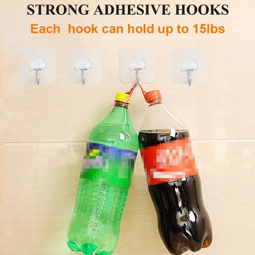FOTYRIG Adhesive Hooks Heavy Duty Wall Sticky Hooks for Hanging Wall Hangers Without Nails 15lb(Max) 180 Degree Rotating Seamless Stick on Bathroom Kitchen Office Outdoors-10 Packs