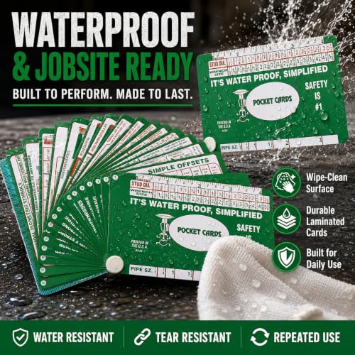 Pipefitter Pocket Reference Cards, Waterproof Charts & Formulas