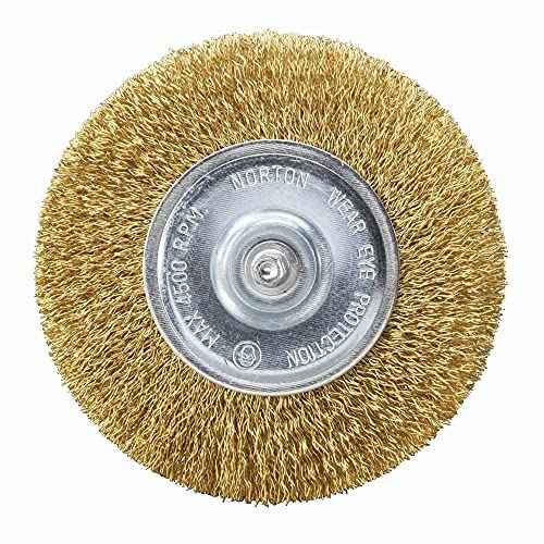 Norton Wire Brush, Clipper 4" Wire Wheel for Drill and Pencil Grinder, Carbon Steel Metal Brush for Cleaning, Crimped Wire Metal Brush, Pack of 1
