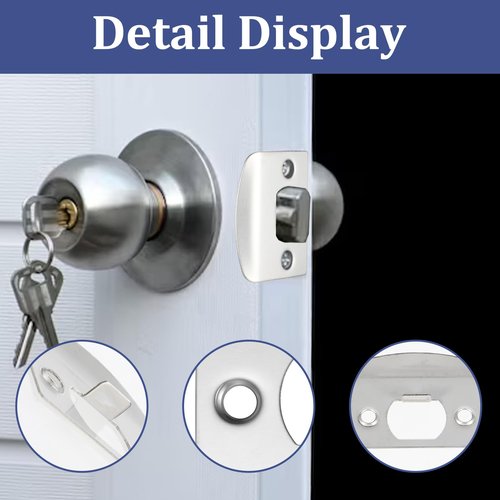 12Pcs Deadbolt Strike Plate Stainless Steel Deadbolt Covers Standard Door Lock Latch Restorer Spacer Door Reinforcement Kit for Home Office Doors Frame Repair
