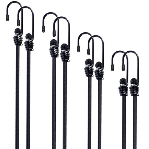 Bungee Cords with Hooks 8 Pack Bungee Cord Includes 12 inches, 18 inches, 24 inches, 36 inches for Bundling Items, Fixing Tarps, Tents, and Carrying Luggage