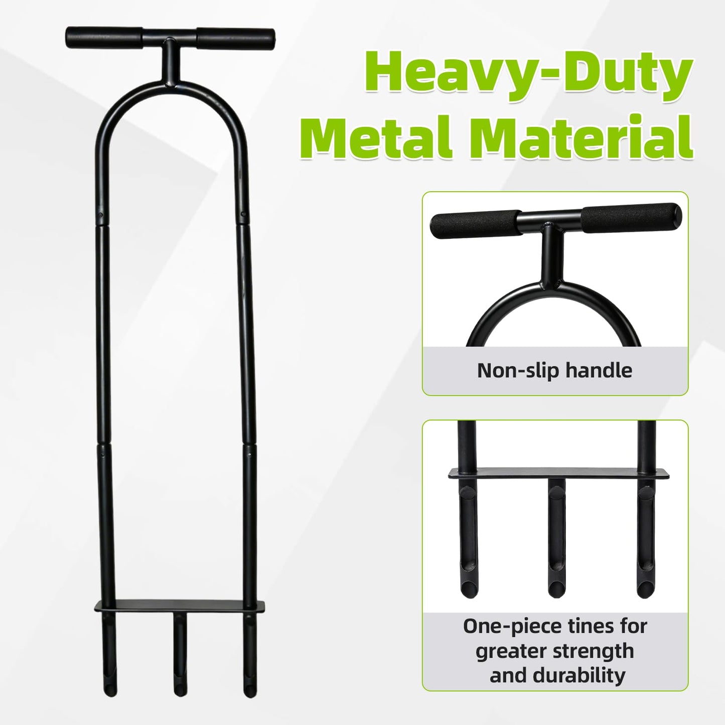 Manual Aerator Lawn Tool – Knee-Friendly Core Aerator for Gardeners with Knee Pain, 3 Hollow Tines for Yard Aeration, Removes Grass Plugs & Loosens Soil to Promote Lawn Health – Black