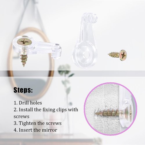 20pcs Glass Retainer Clips Set, Clear Plastic Mirror Holder Clips Brackets Kit with Screws Glass Cabinet Panel Retainer Fasteners for Cabinet Door Window Wall Mounting Fixing