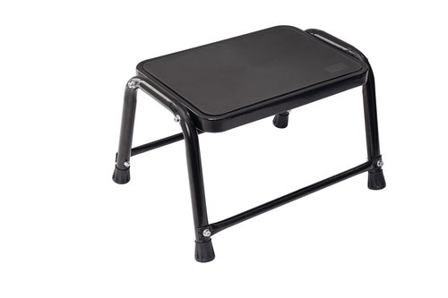 Leekpai Improved Heavy Duty Step Stool for Adults & Seniors - Metal Step Stool, 2 Support Rods Holds 350 lbs, StepStool for Bed 10.5" High,Black
