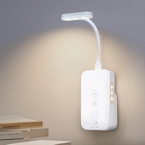Ellasay Wall Mounted Reading Light: Rechargeable Dimmable Night Light with USB Output &Timers Function - Eye Care for Kids Study in Bedside 1Pack (White)
