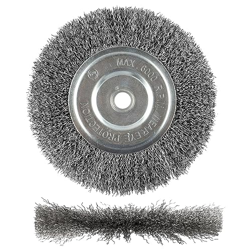 6-Inch Wire Wheel for Bench Grinder, 0.012 Carbon Steel, Bench Grinder Wire Wheel with 1/2" & 5/8" Arbor Hole