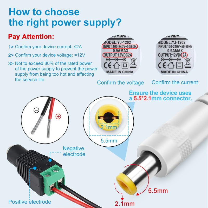 White 12V 2A 24W Power Supply with On/Off Switch for LED Strip Lights - LightingWill