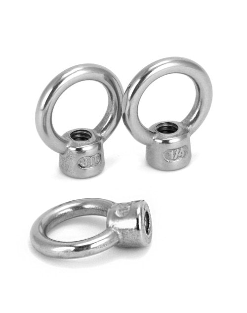QWORK Lifting Eye Nut, 10 Pack, 1/4" UNC Marine Grade Stainless Steel 316