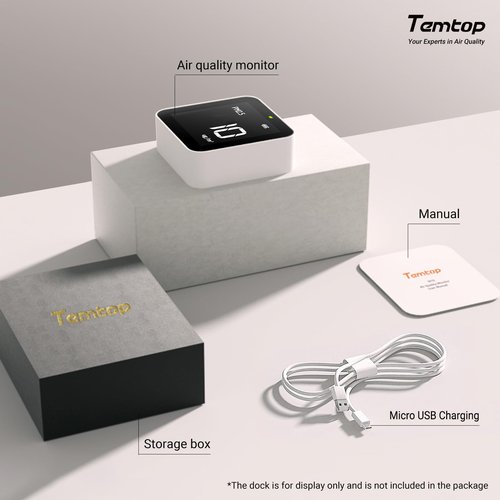 Temtop Smart Air Quality Monitor Indoor Home Air Testing for AQI, PM2.5, Formaldehyde and VOCs with WiFi Connection and Remote Monitoring via App,M10i