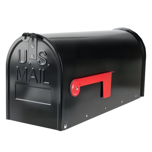 Zinovo Metal Post Mount Mailbox for House Outside,Galvanized Steel Medium Capacity Mail Box with Red Flag,Modern Weatherproof Mail Boxes,Black Residential Mailboxes,18.8 x 9 x 6.7 inches