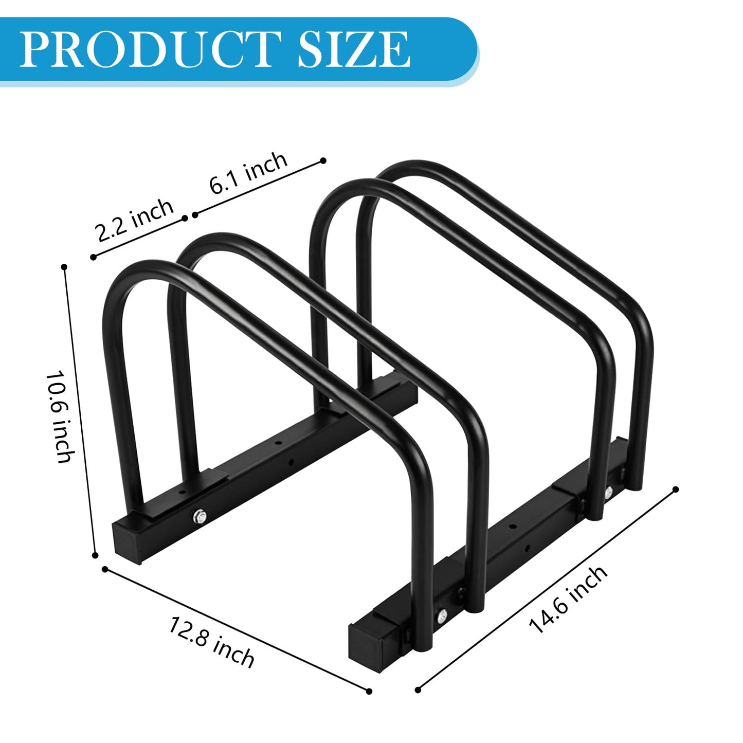iCool Bikes Floor Bike Stand for 2 Bike, Bike Parking Rack Garage Bike Storage Indoor/Outdoor Stand, Max. Tire Width 2.15"