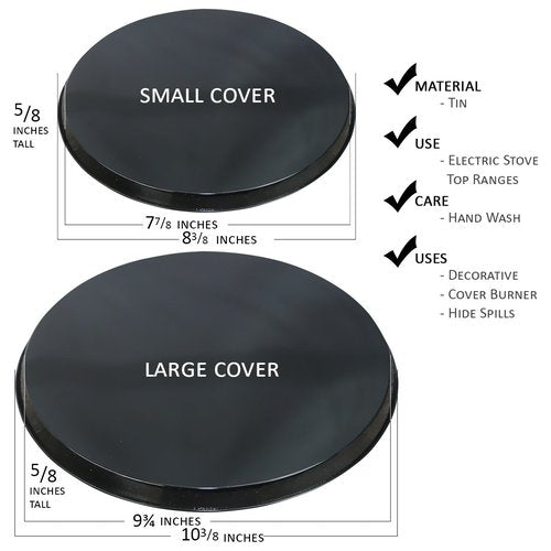 Reston Lloyd, Burner Covers For Electric Stovetop, Decorative Lightweight Tin Covers, Set of 4 (2-8 inch & 2-10 inch), Conceals Messy Drip Pans, White