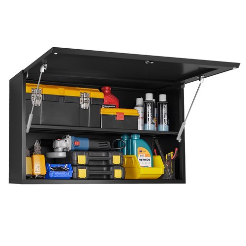 Polup Metal Garage Wall Cabinet, 20" H Wall Mounted Storage Cabinet with Door and Adjustable Shelves, Lockable Tool Cabinet, Hanging Cabinet for Workshop, Warehouse, Black - Assembly Required