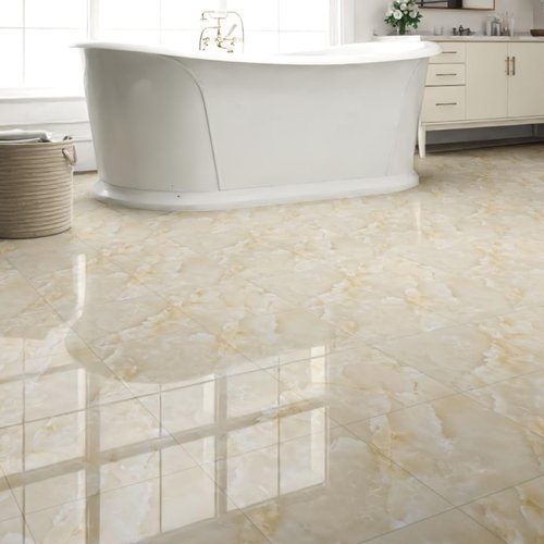ZRJT 40-Pack 40 Sq.Ft Peel and Stick Floor Tiles Vinyl Polish Pattern Flooring, 12” x 12” Self Adhesive Vinyl Flooring DIY for Kitchen, Bathroom, Laundry, Polish Beige Marble