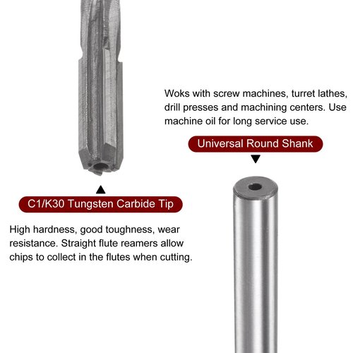 HARFINGTON Chucking Reamer 5.8mm H7 C1/K30 Carbide Tip Precision Straight Flutes Round Shank Lathe Machine Milling Cutter