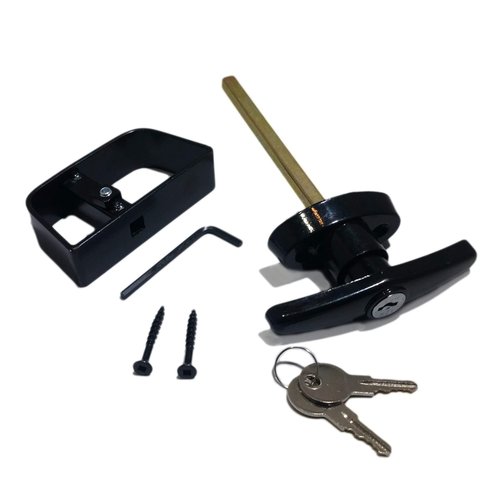 Shed Door T-Handle Lock Kit - Includes 2 Keys, 2 Screws, Allen Wrench, 4-1/2" Stem, Shed Lock, Barn Door Lock, Playhouse Lock & Chicken Coop Lock (Black) (Pack of 1)
