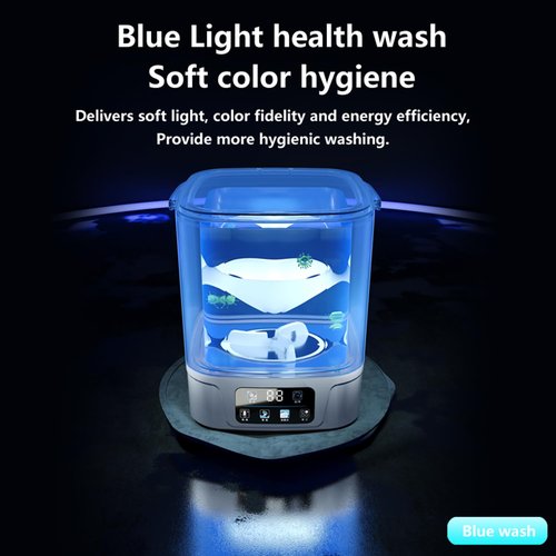 AHERO Mini Washing Machine - 10L Capacity, Automatic Water Inlet/Drain, Blue Light Stain Removal, 4 Modes for Underwear & Socks