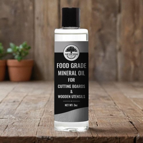 The Live Edge - Mineral Oil for Cutting Boards and Countertop 3 oz Food Grade Mineral Oil for Cutting Board and Cooking Utensils | Wood Cutting Board Oil Food Grade