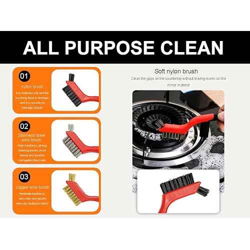 Rust Remover 3 Pack Small Wire Brush, Brass Wire Brush Tool Rust Remover for Metal (3 Brass Red)