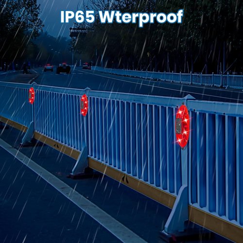Solar Strobe Warning Light Sensitive LED Warning Lamp Super Bright IP65 Waterproof Light Control Flashing Beacon Barricade Construction Safety Road Signs Flash Traffic Lights-4 PCS (Red)
