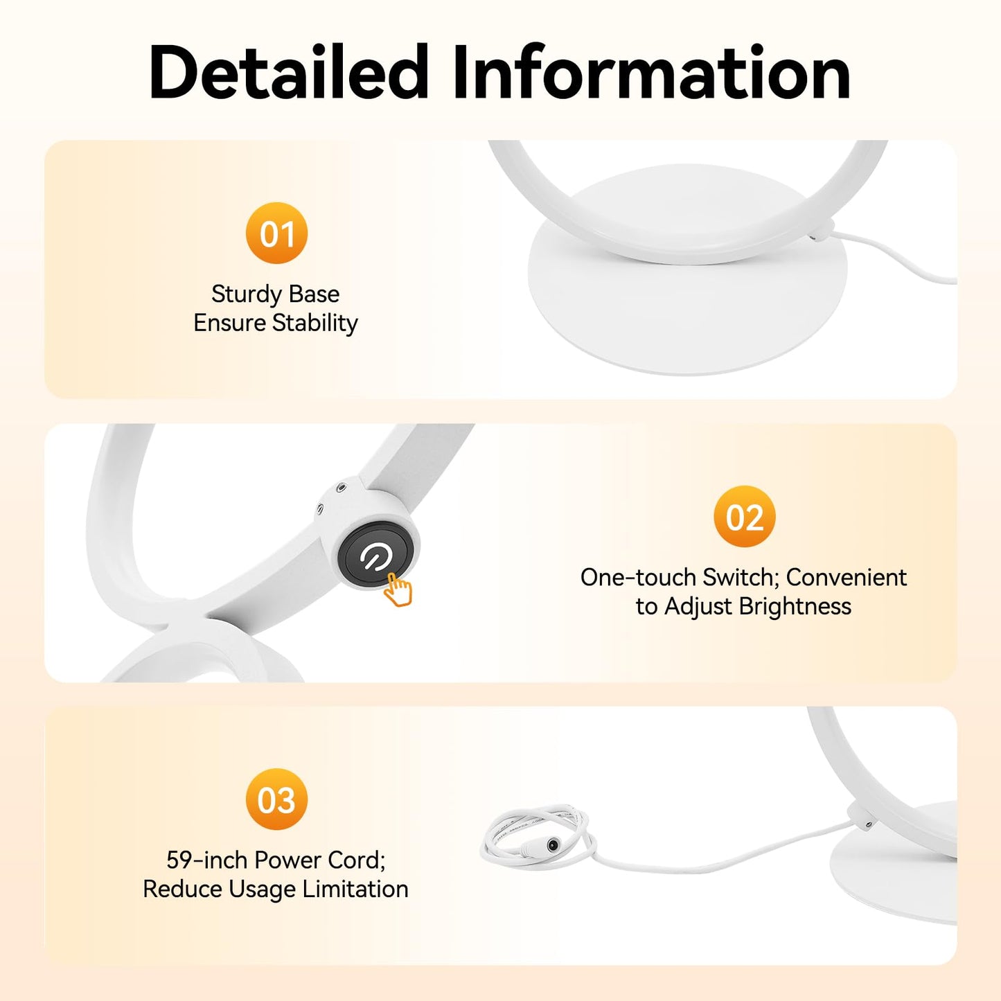 SpaceBovae Modern 5-Circle Ring-Style Floor Lamp, Artistic Trendy Design Ring Standing Lamp, One-Touch Switch Led 5 Ring Floor Standing Tall Lamps for Living Room,Ideal for Home and Office