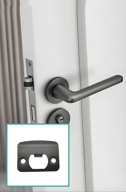 Door Strike Plates, 12Pack Stainless Steel Deadbolt Strike Plates, Full Lip Round Corner Strike Plates, Door Reinforcement Kit, for Home Office Door Frame Repair(Black)