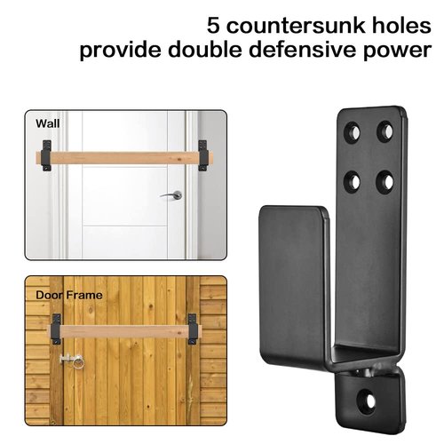Door Barricade Brackets,AINAFIX 2 Pack Drop Open Bar Holder for Home Security, 2x4 Bar Brackets Prevent Unauthorized Entry, Carbon Steel,Black