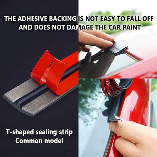 LUZAOQ 16.4Ft/5M Car Weather Stripping for Ford Escape 2013-2019, T-Shape Cuttable Car Windshield Trim Sunroof Seal with Self Adhesive Rubber Edge Trim