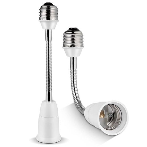 Light Socket Extender Adapter,Flexible Extension Lamp Socket Adapter,Standard Bulb Screw Base Extension Adapter for Lamps Bulb Security Cameras (20cm (7.87"), 2)