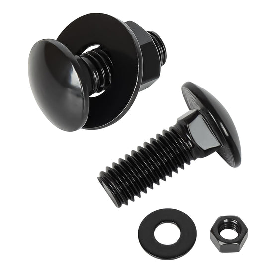 OUSCHR 1/4-20 x 1-1/2" Carriage Bolt Kit, Stainless Steel 304 Carriage Bolts Screws with Hex Nuts & Flat Washers, Round Head Square Neck, Full Thread, Black Finish, 12 Sets