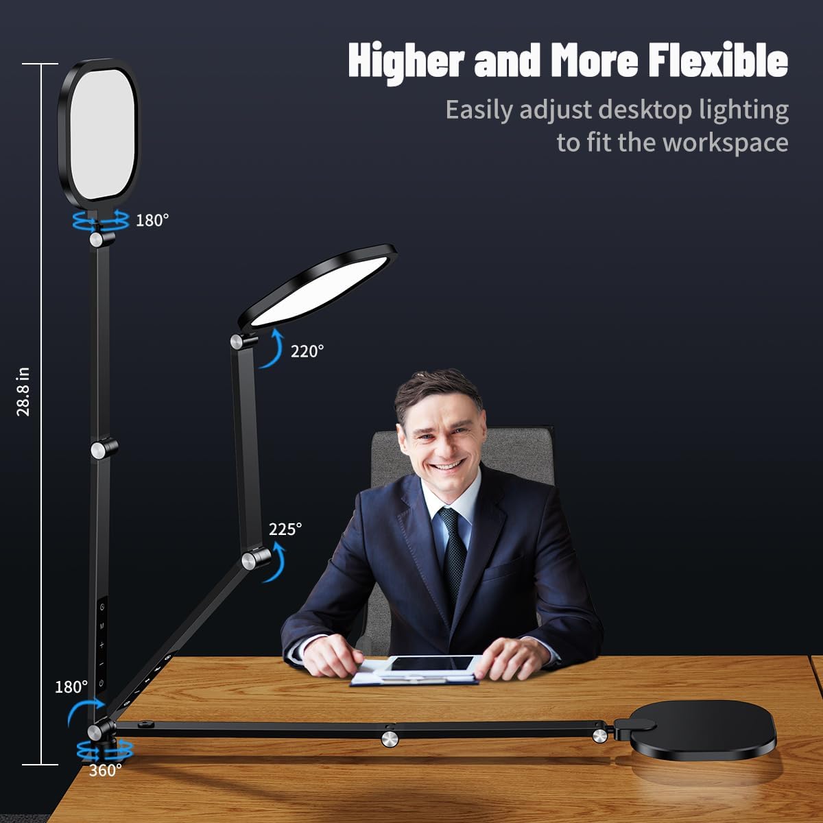 Video Conference Lighting for Zoom Meeting, Desk Lamps for Home Office, 30 Light Modes Desk Light, Ring Light for Desk with Flexible Stand & Memory Function for Zoom Lighting, Video Streaming, Drawing