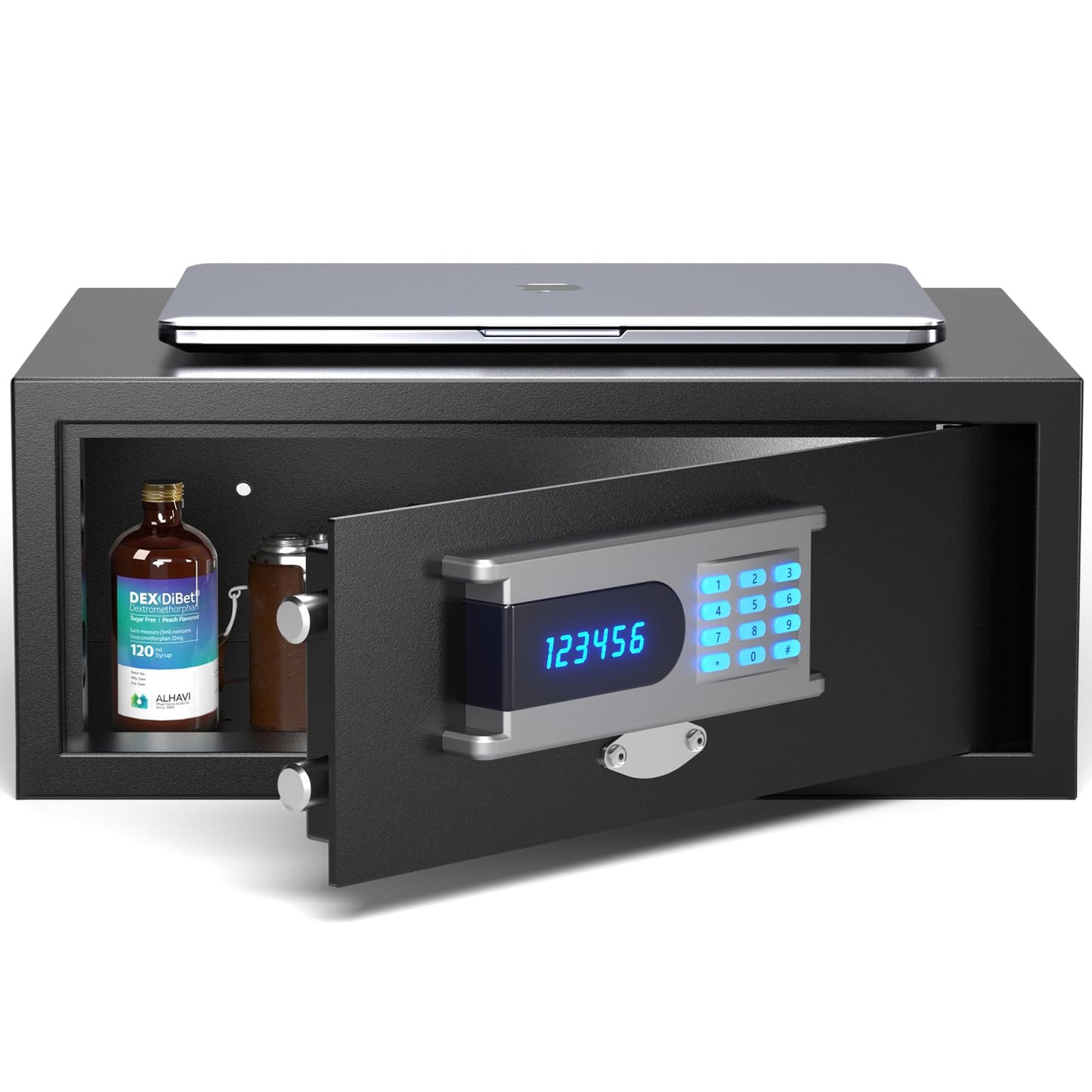 Grimtron Hotel Safe Box (1.36 cu. ft.) with Audit Function, Administrator Password, College Dorm Safe with Silent Mode, LED, and Backlit Keyboard for Documents, Laptop Safe for IPhone, Smart Watch