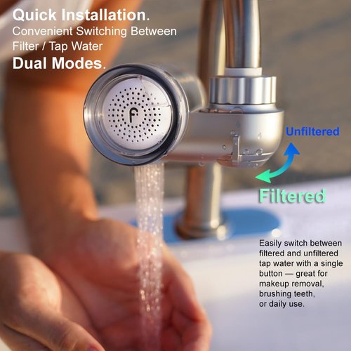 Filterbaby Skincare Filter 2.0, Bathroom Sink Filter Faucet for Men and Women’s Skin Care, 99.9% Chlorine Removal – 0.000001 mm Carbon Fiber, Clinically Tested, Skin Hydration in 2 Weeks (Chrome)